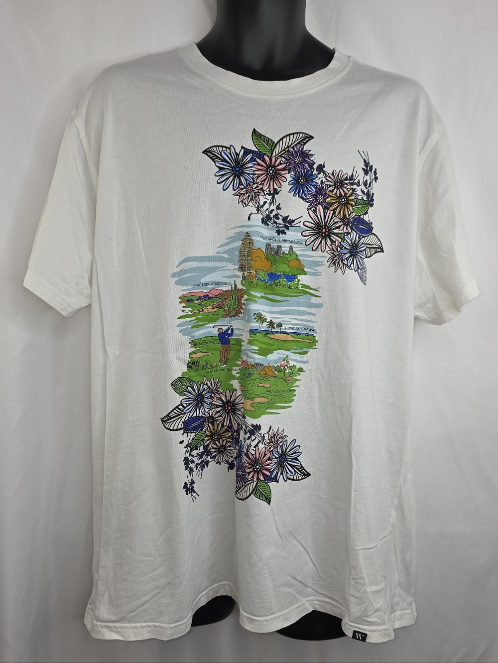 Houston White Men's White Floral and Scenic Graphic Tee Size XL AN-3587
